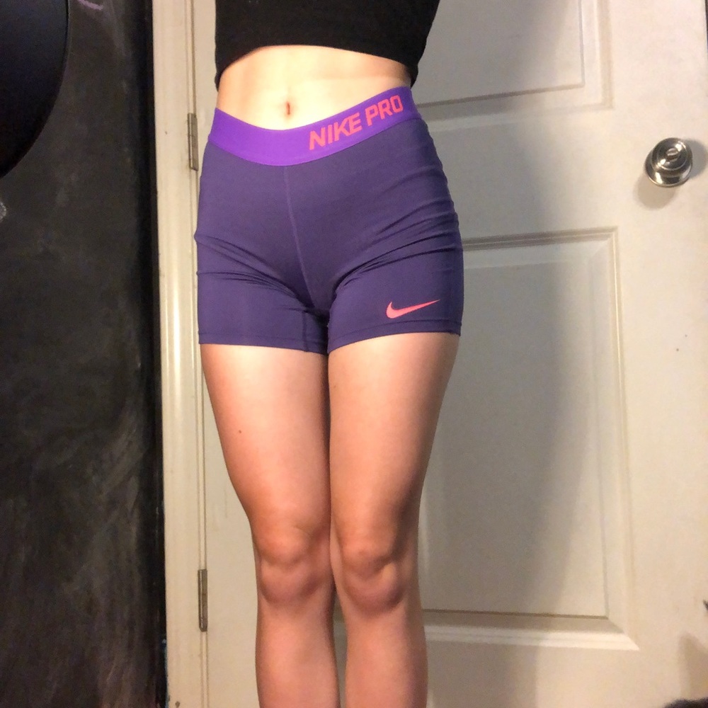 Purple Nike pro kids shorts